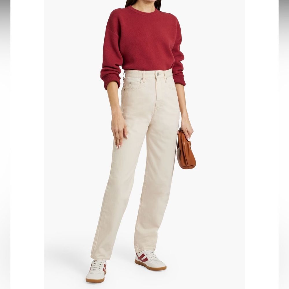 Isabel Marant Etoile Corsy Trousers Pant High Waist Flat Front Almond 36 4 6 S